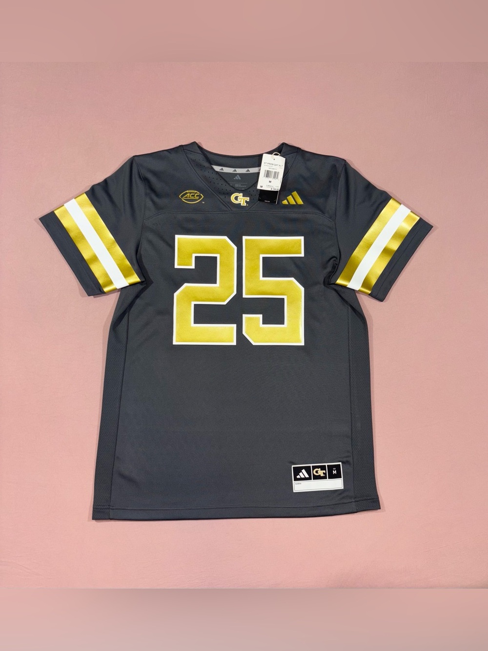 Men’s Adidas Georgia Tech Yellow Jackets #25 NCAA Jersey Gray Size MEDIUM